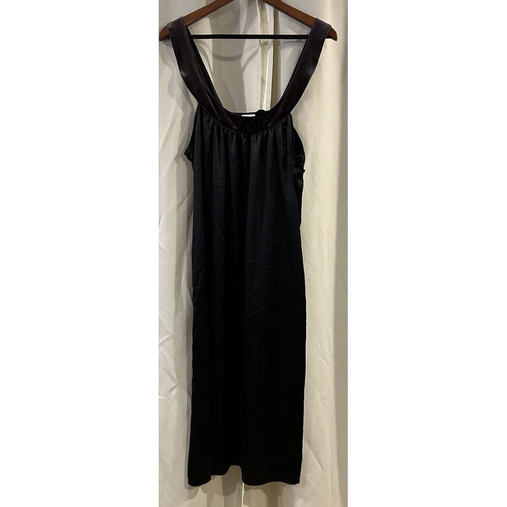 Vera Wang Womens Gown Dress Black Floral Embellished‎ Scoop Neck Strap Retro L